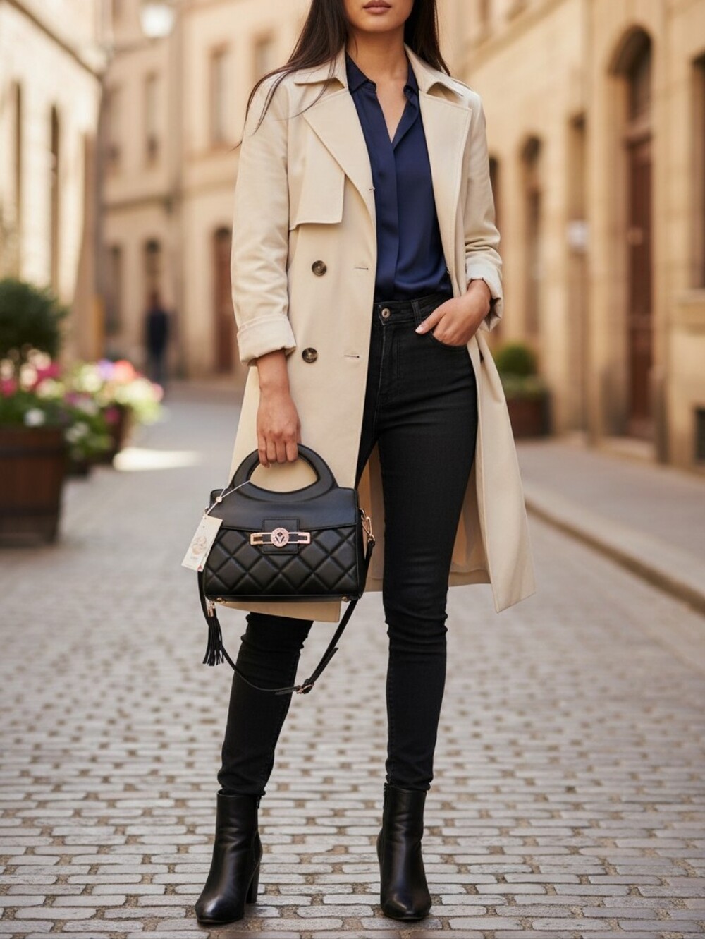 SUN DEAL🙏Valentino Orlandi Black Quilted Handbag/Crossbody NWT🎉FREE BAG CHARM